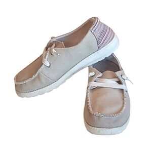 Jellypop Boat Shoe Slip On Canvas Slide On Faux Hemp Loafer Boho Raw Hem Sneaker